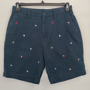 Nautica 100% Cotton Flags Print High-Rise Chino Shorts Size 30W Men